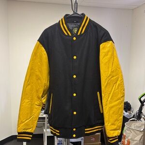 rave Black and Yellow Varsity Bomber Jacket